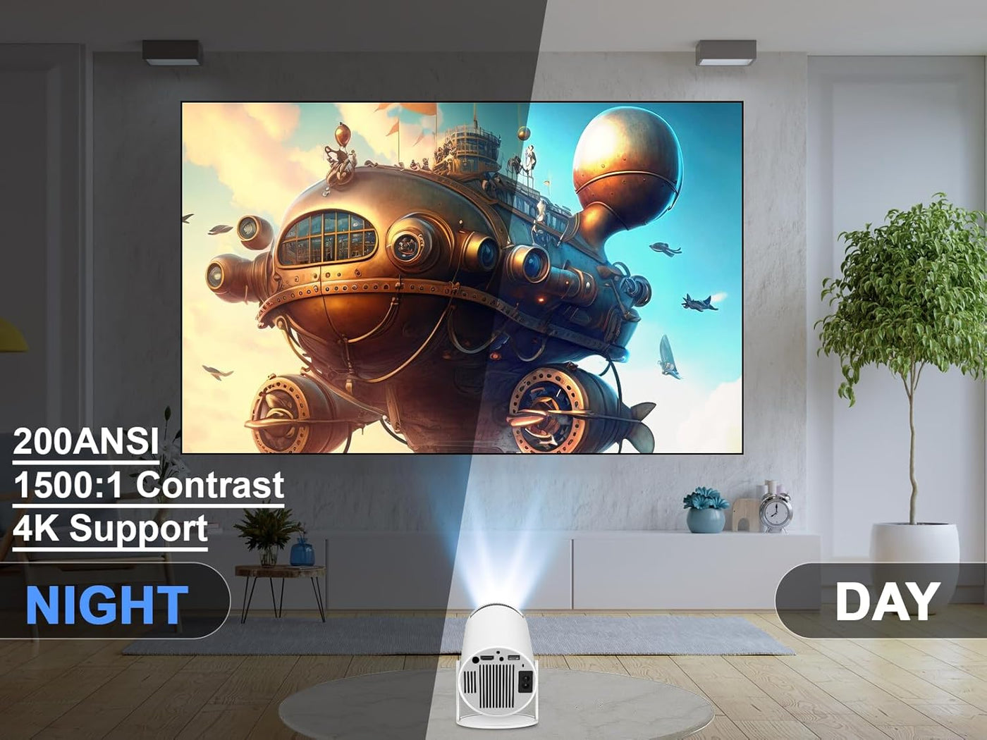 Orilume Pro 4K-Smart Projector with WiFi 6|Android 11